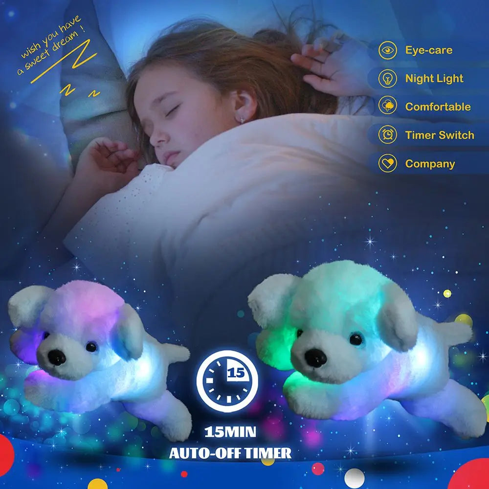 LED Plush Puppy Throw Pillows