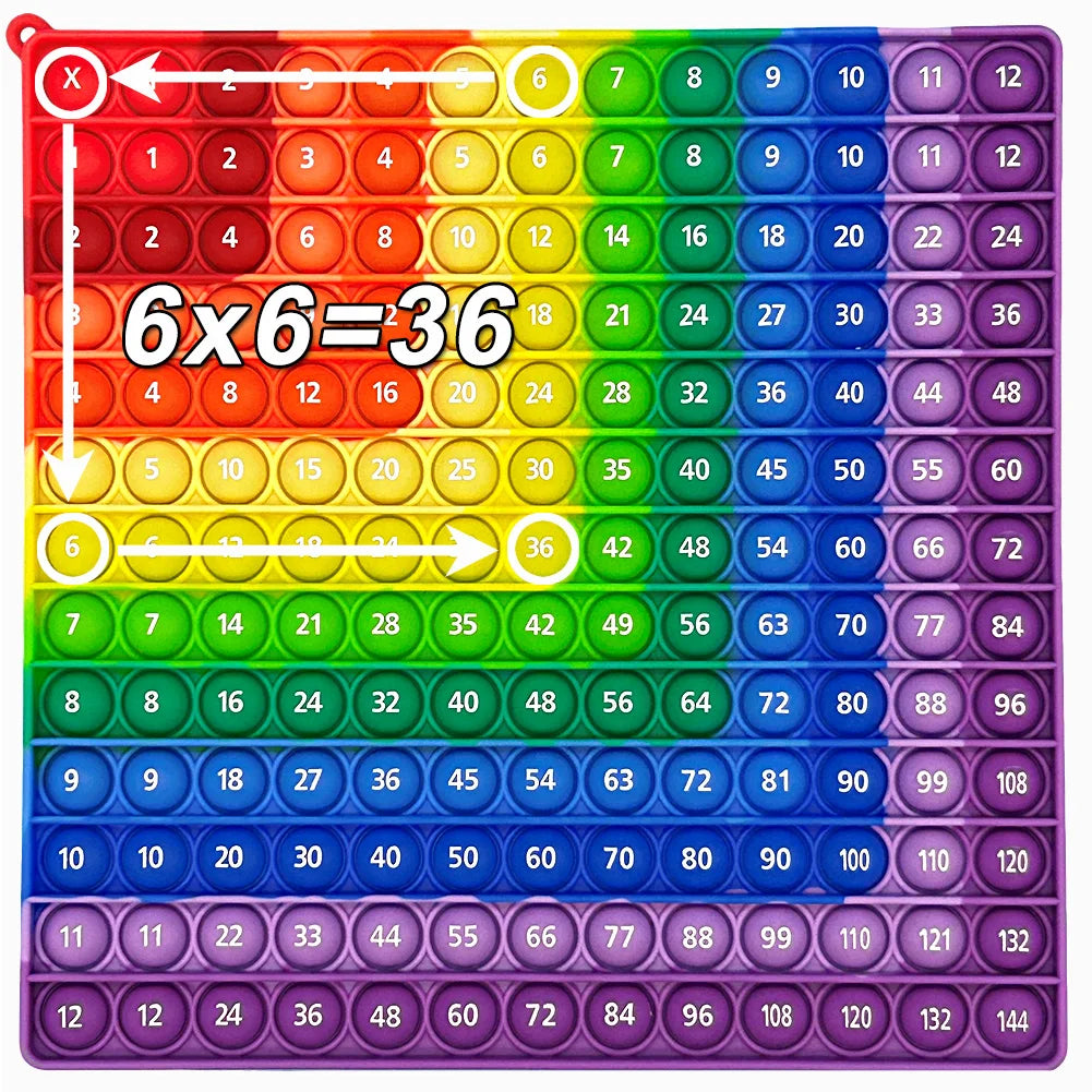 Colorful 12x12 Multiplication Push Bubble Pop Toy