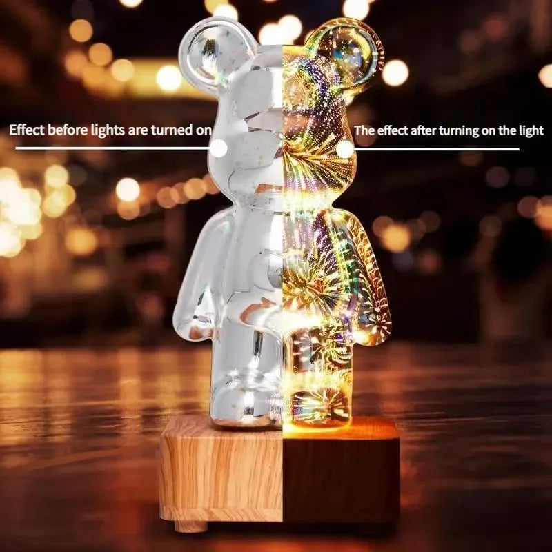 LED 3D Bear Fireworks Night Light