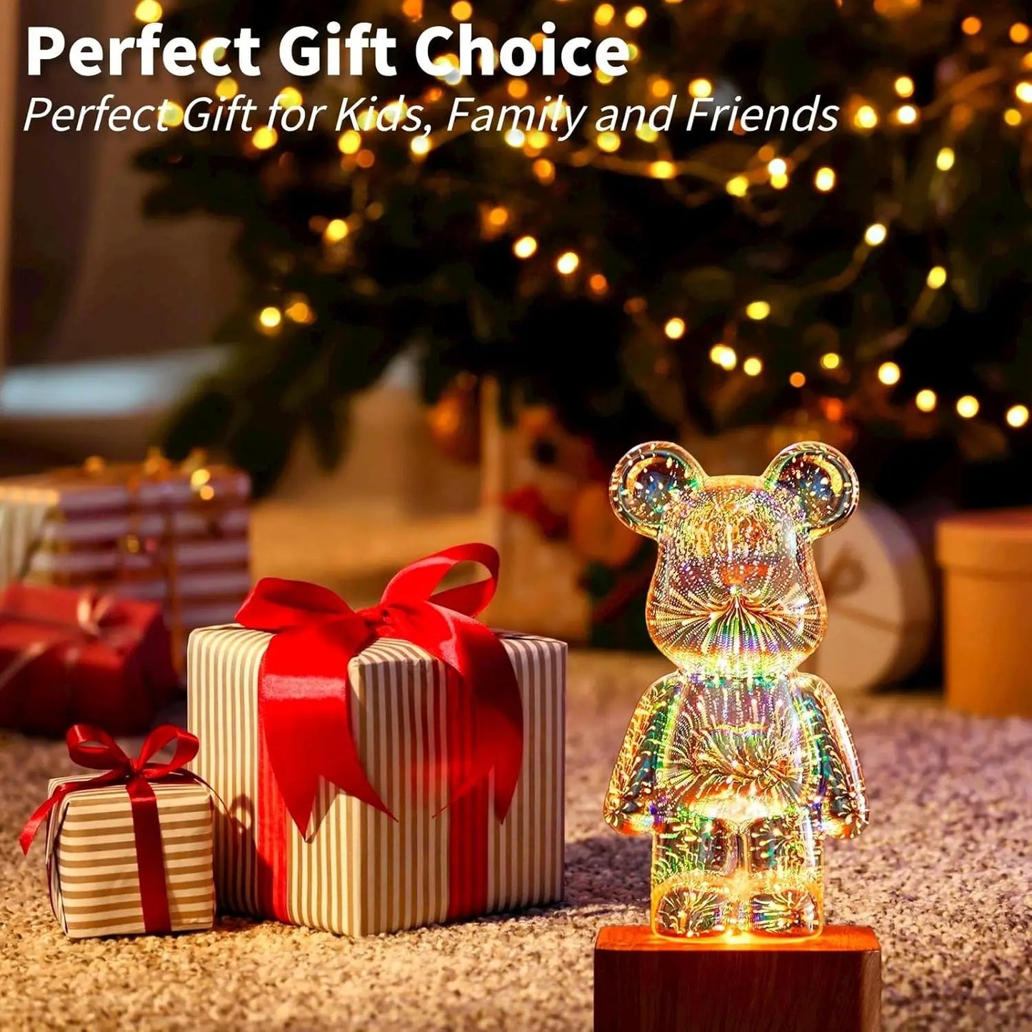 LED 3D Bear Fireworks Night Light