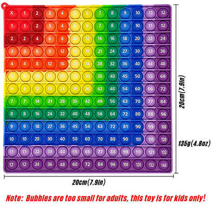 Colorful 12x12 Multiplication Push Bubble Pop Toy