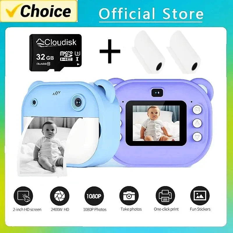 Kids Thermal Print Camera With 32G Memory Card