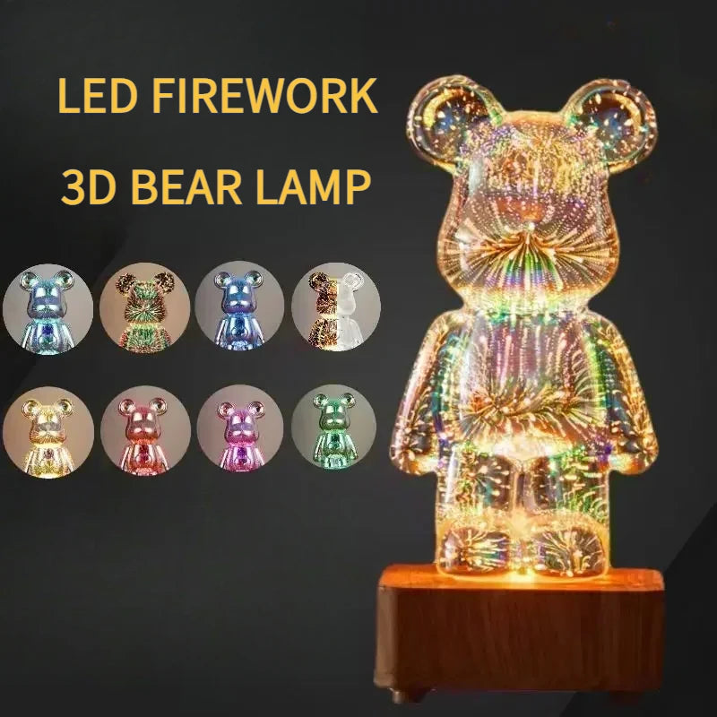 LED 3D Bear Fireworks Night Light