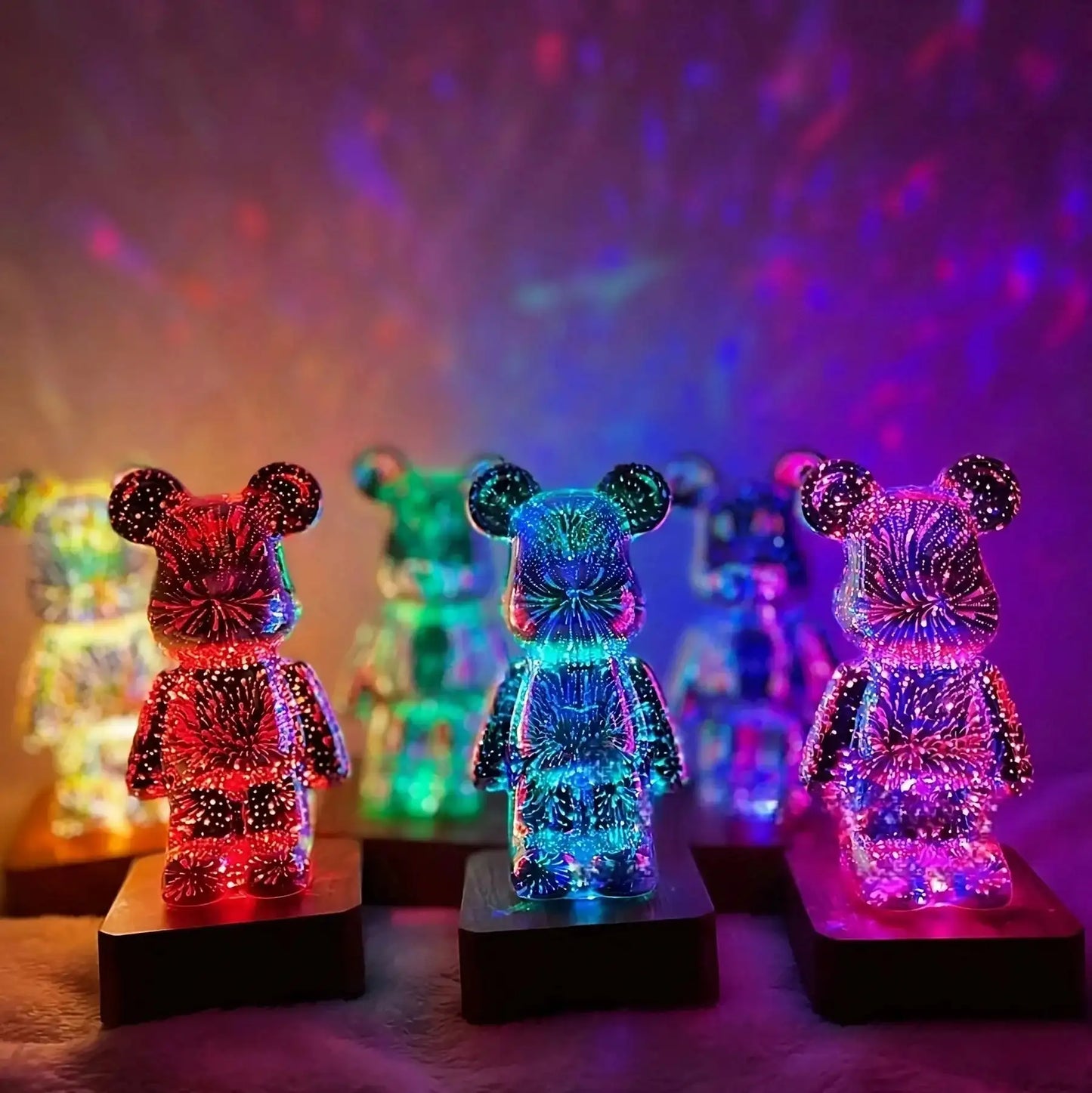 LED 3D Bear Fireworks Night Light